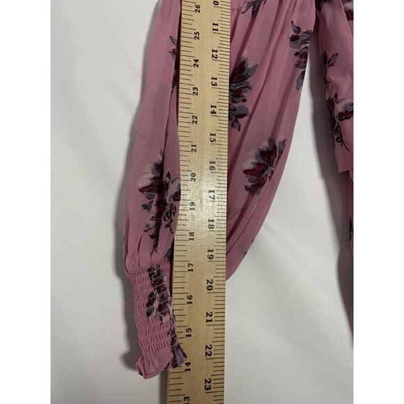 Cinq À Sept Women Sz 6 Tiered Ruffle Pink Floral Dress Billowy Long Sleeves $395 - Picture 9 of 16